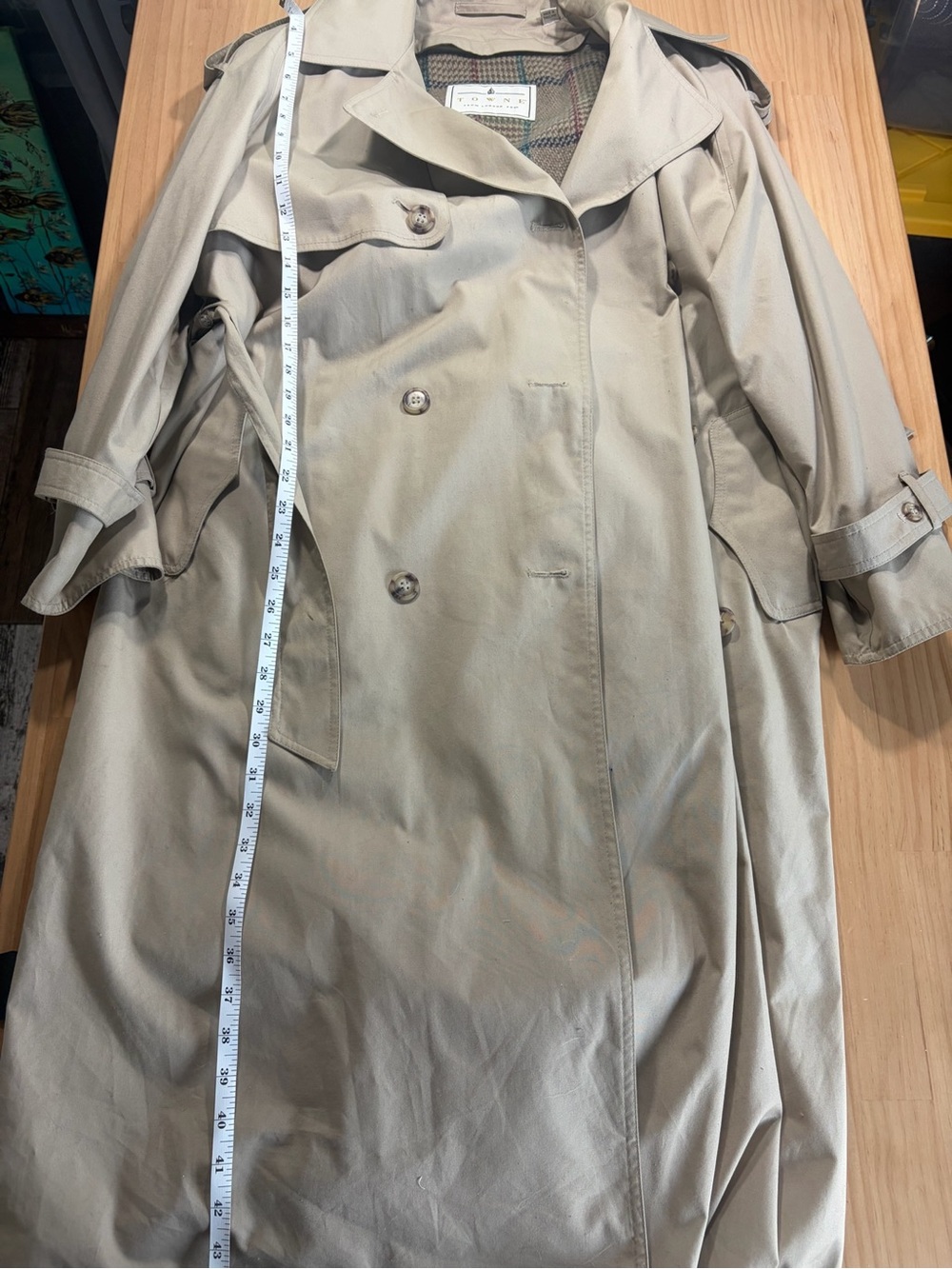 Vintage Trench Coat with Plaid Lining W - Picture 4 of 13